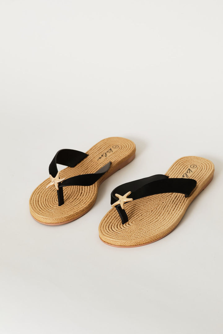 Wide Strap Thong Sandal - Black