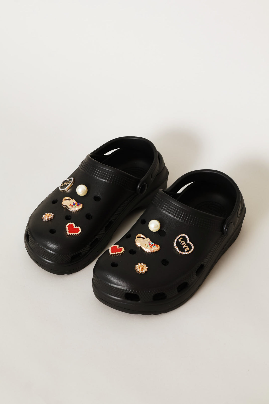 Girls Gold Embellished Clog - Black
