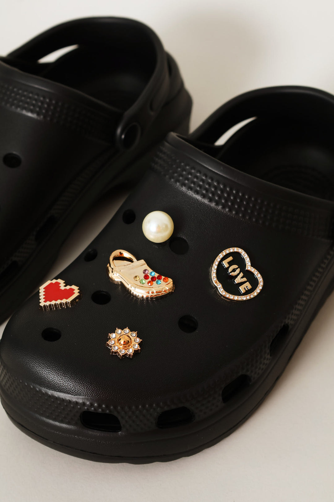 Girls Gold Embellished Clog - Black