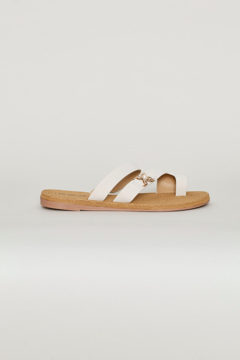 Medium Strap Toe Post Mule Sandal - Natural