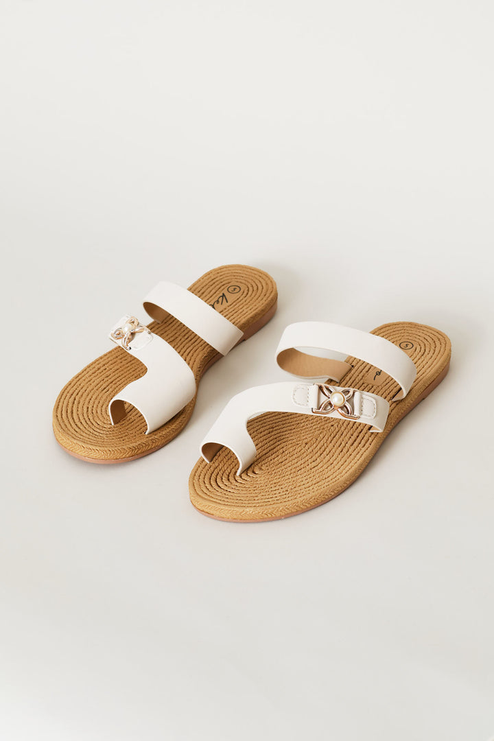 Medium Strap Toe Post Mule Sandal - Natural