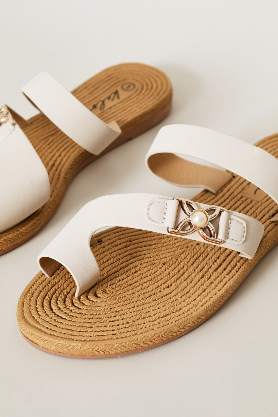Medium Strap Toe Post Mule Sandal - Natural