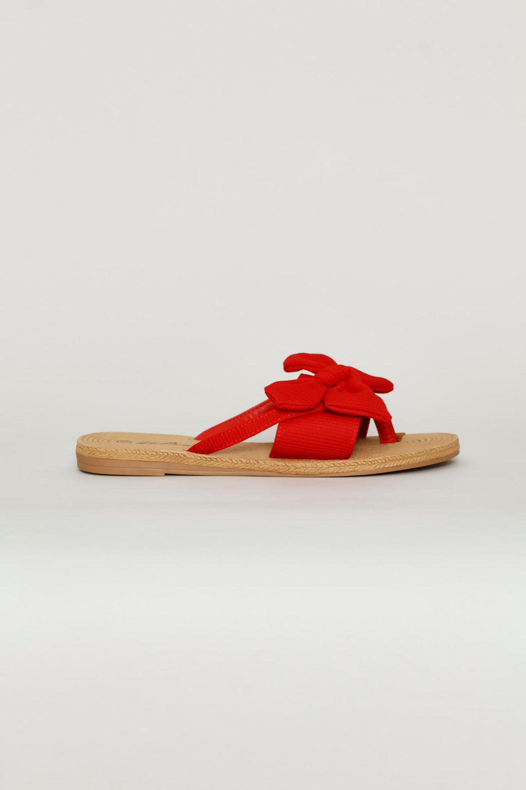 Band & Bow Detail Thong Sandal - Red