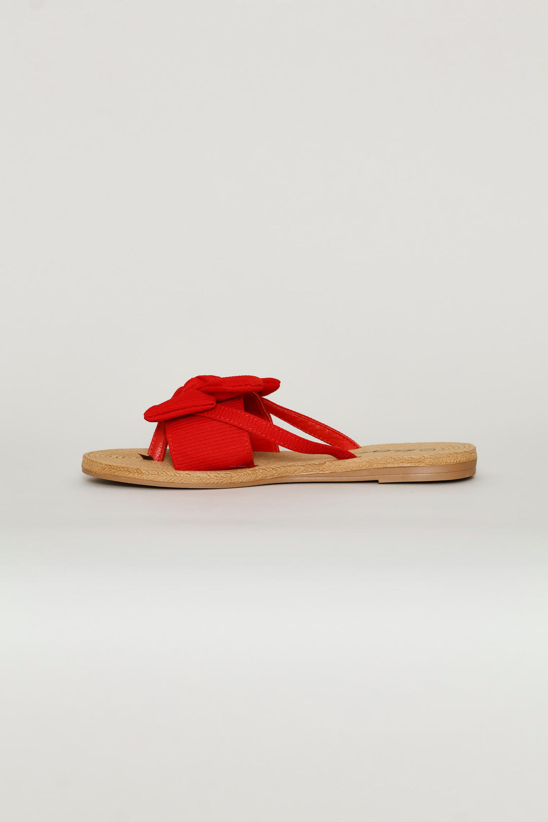 Band & Bow Detail Thong Sandal - Red