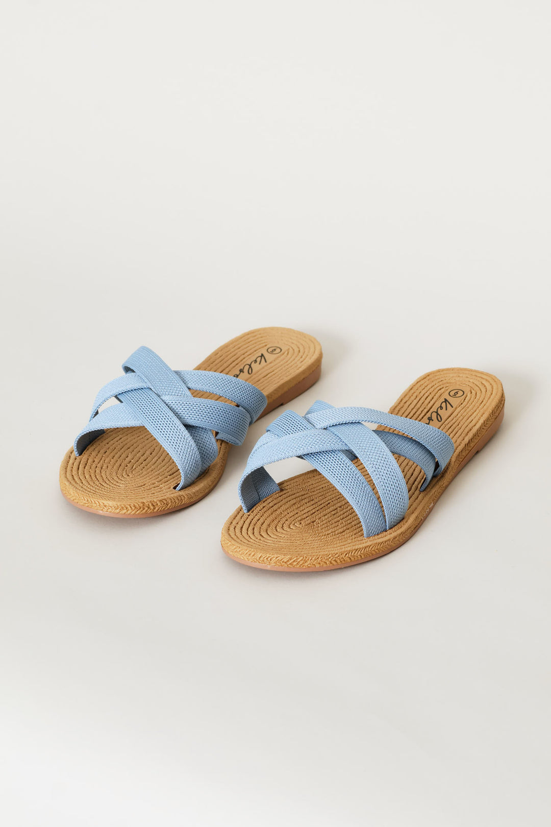 Mutli Knit Strap Mule Sandal - Blue