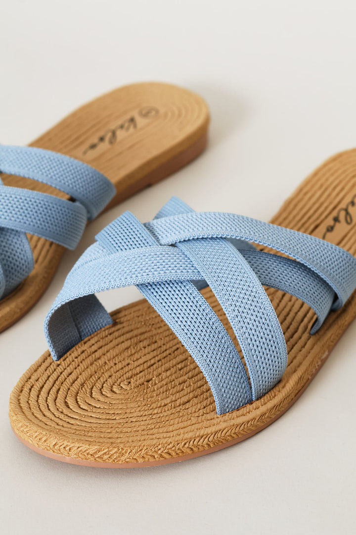 Mutli Knit Strap Mule Sandal - Blue