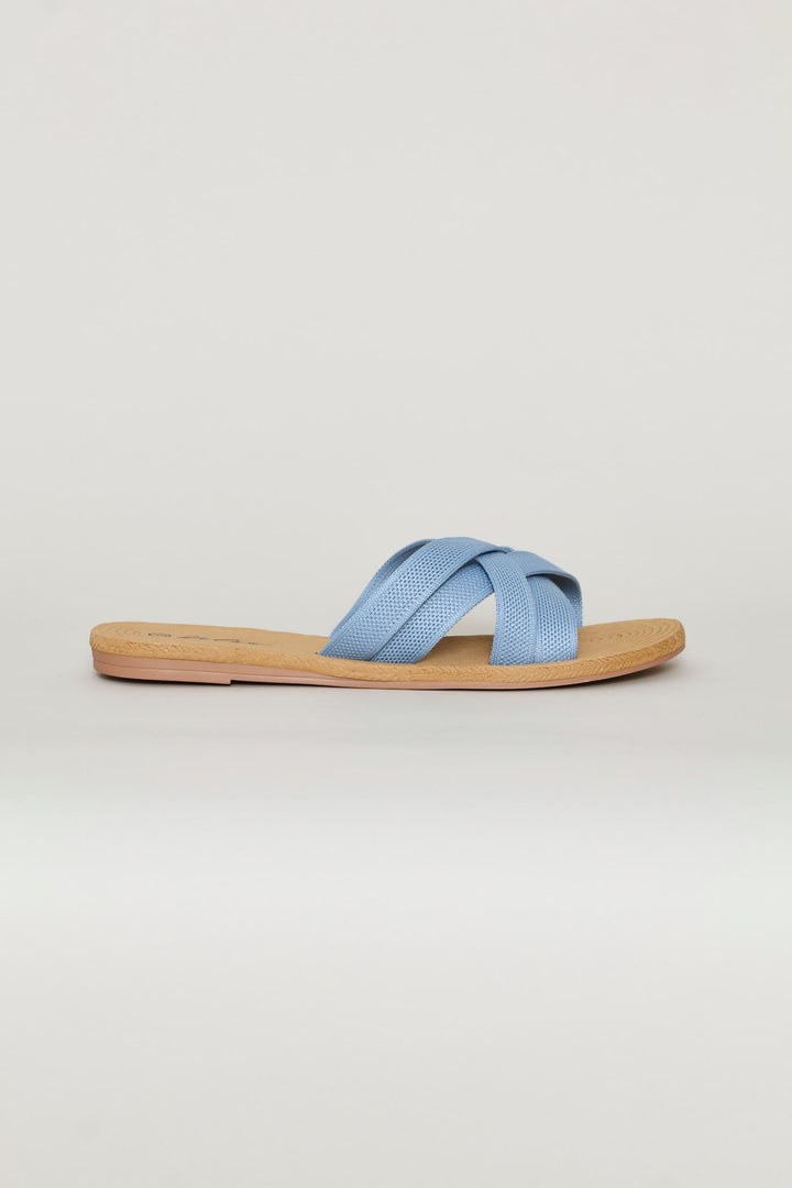 Mutli Knit Strap Mule Sandal - Blue