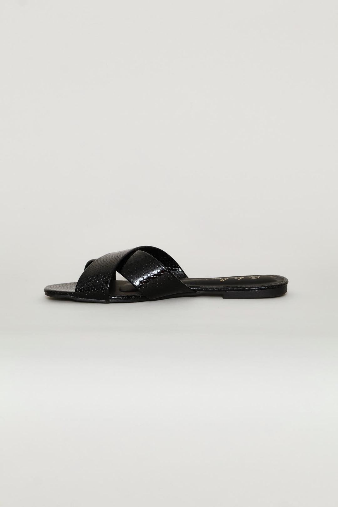Medium Width Cross Strap Mule Sandal - Black