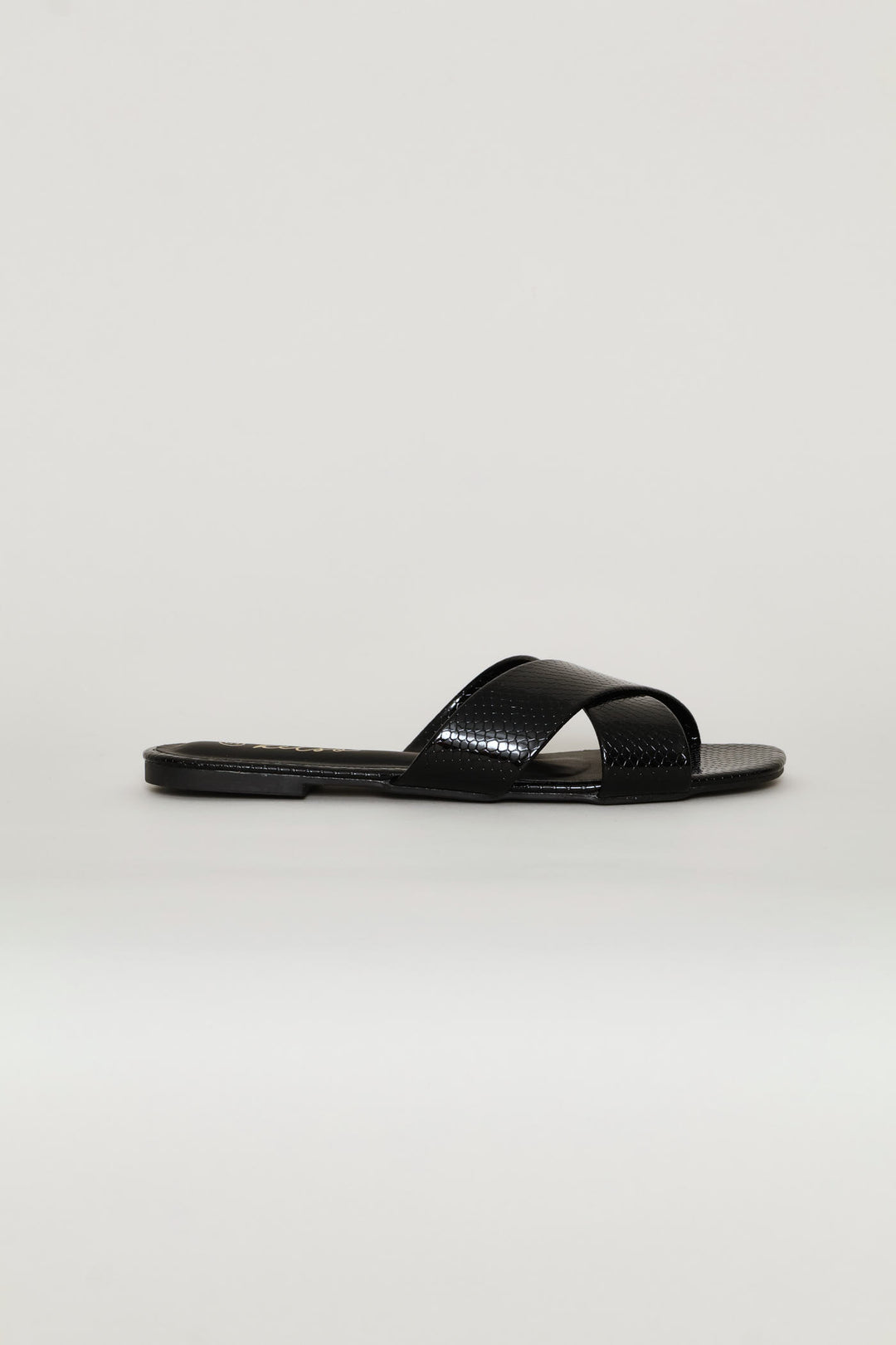 Medium Width Cross Strap Mule Sandal - Black
