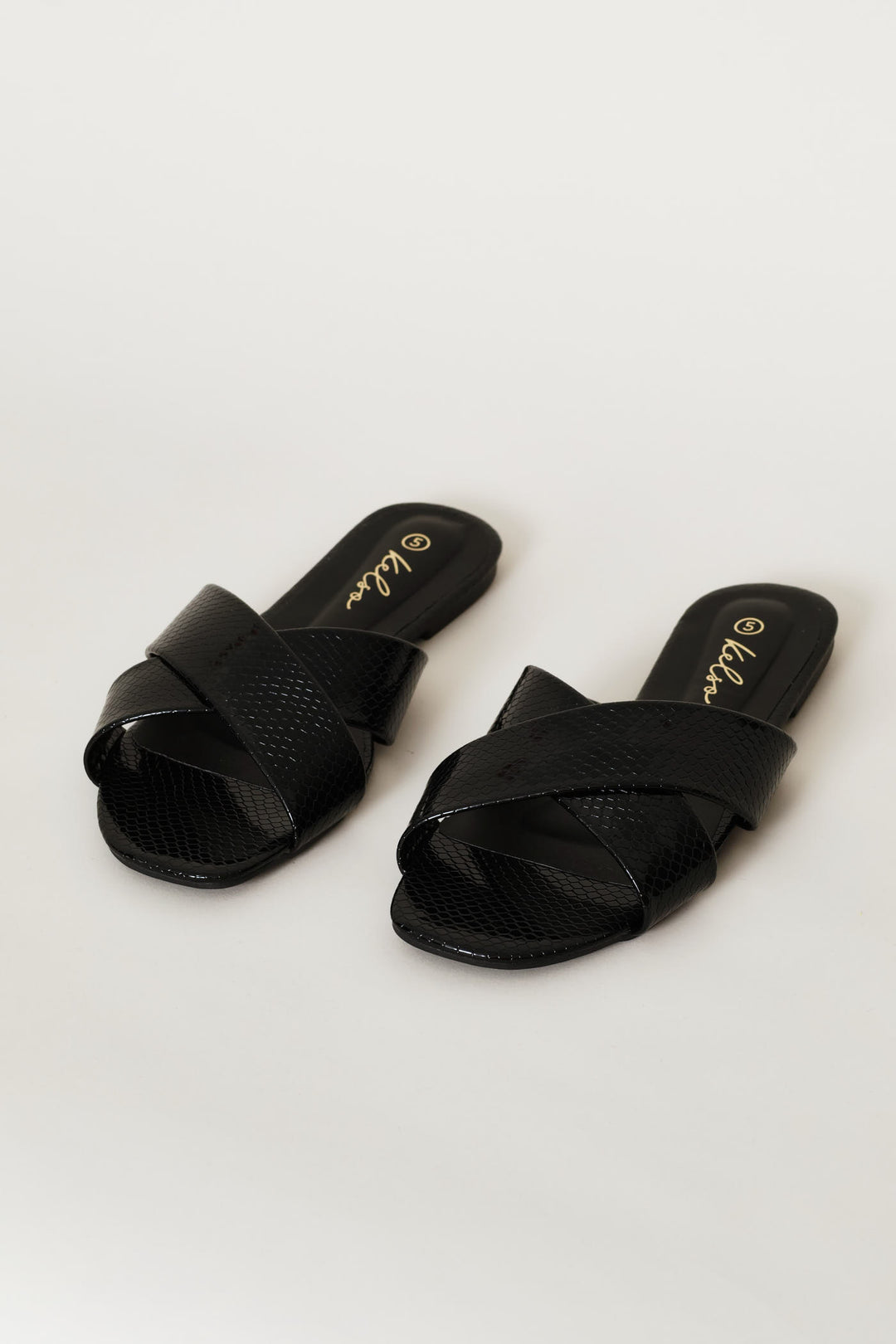 Medium Width Cross Strap Mule Sandal - Black