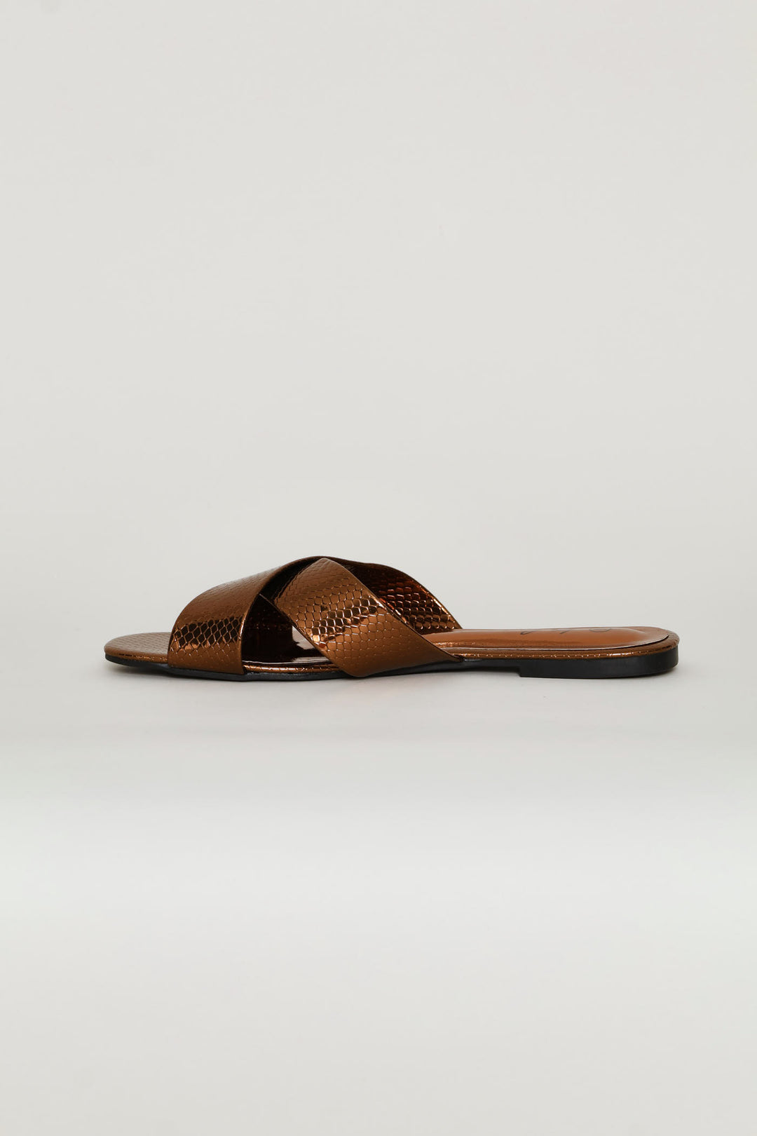 Medium Width Cross Strap Mule Sandal - Bronze