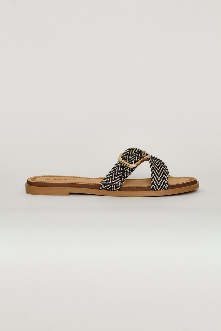 Cross Strap Chevron Mule Sandal - Multi