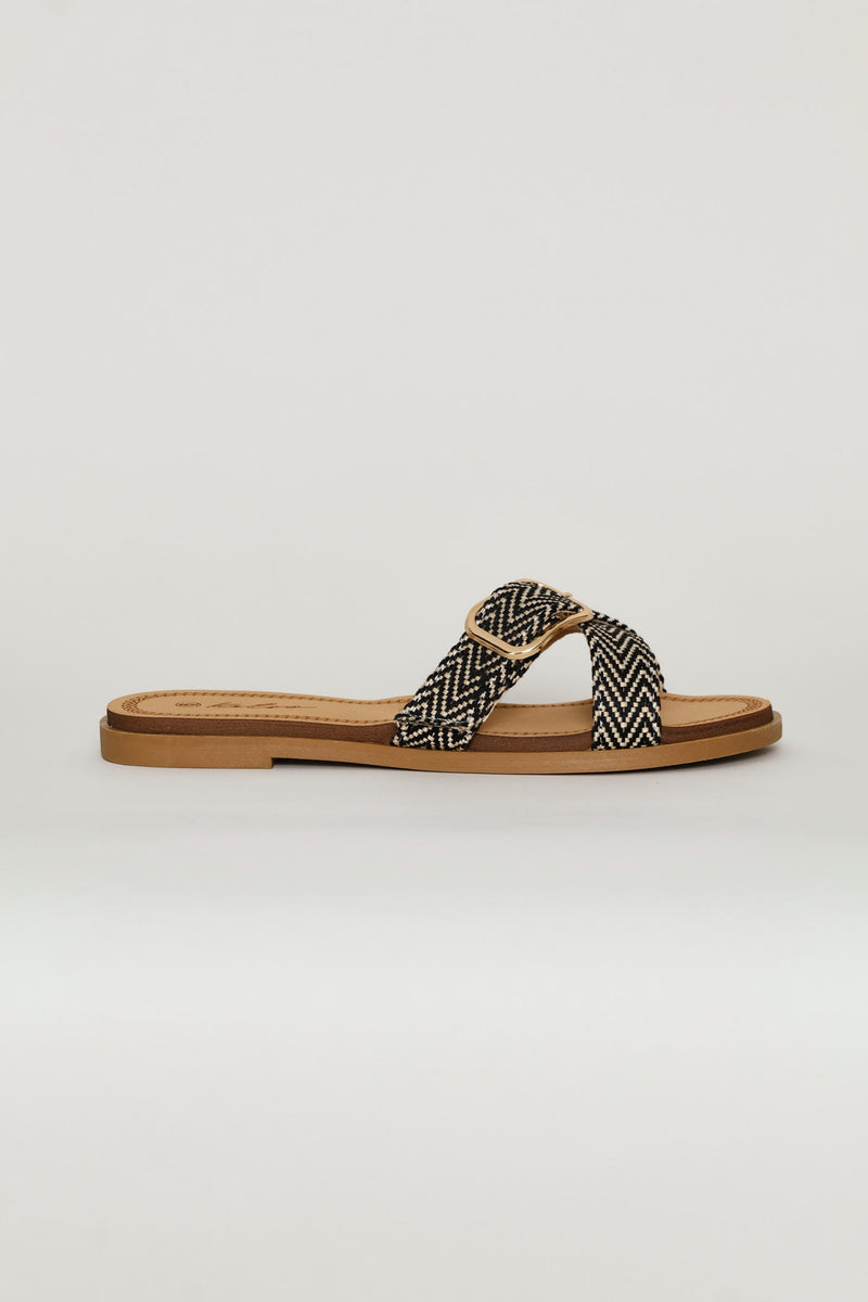 Cross Strap Chevron Mule Sandal - Multi