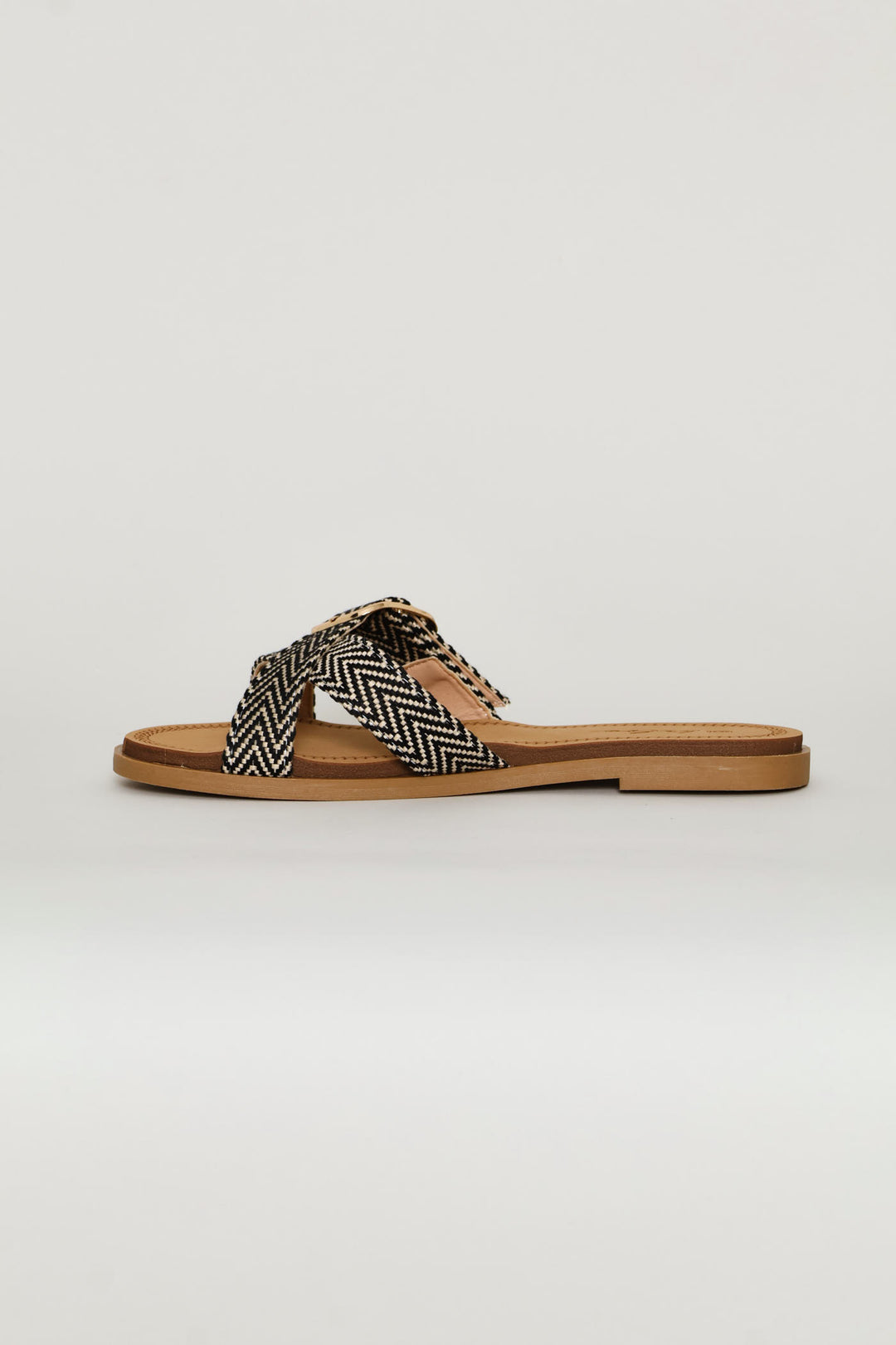 Cross Strap Chevron Mule Sandal - Multi