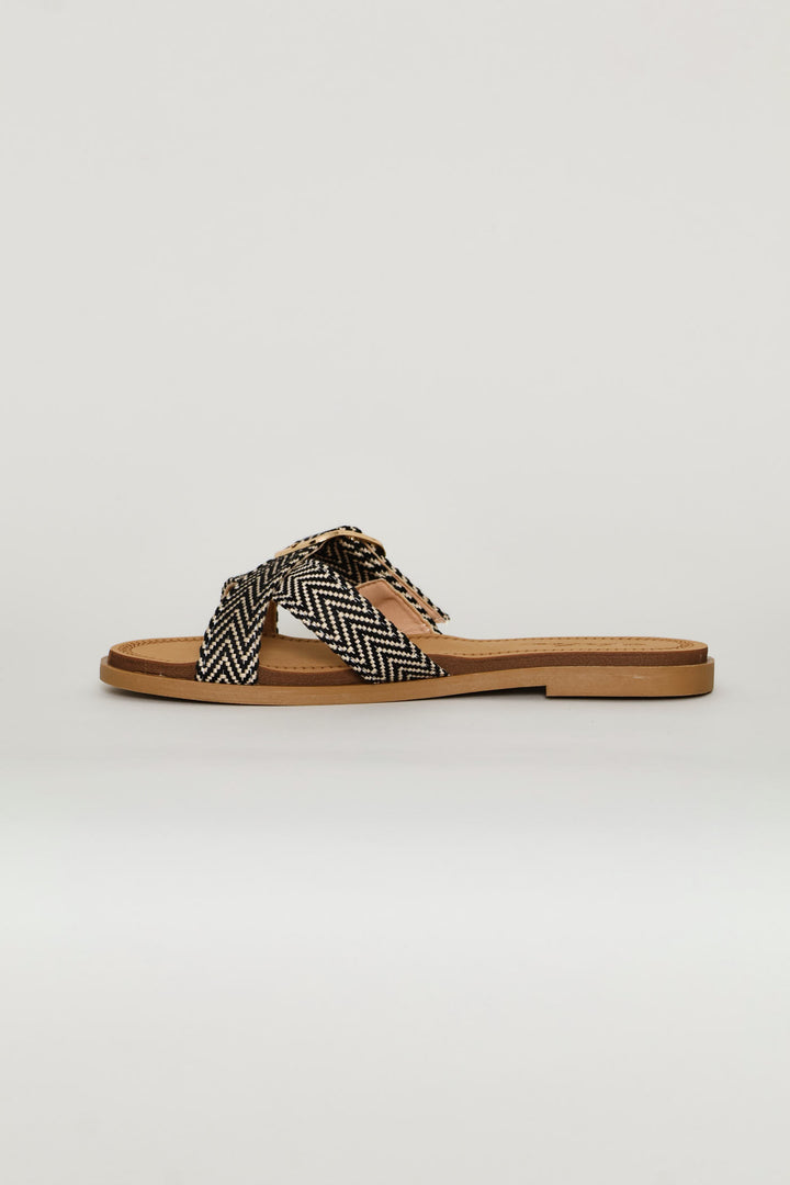 Cross Strap Chevron Mule Sandal - Multi