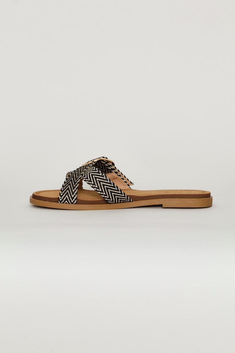 Cross Strap Chevron Mule Sandal - Multi