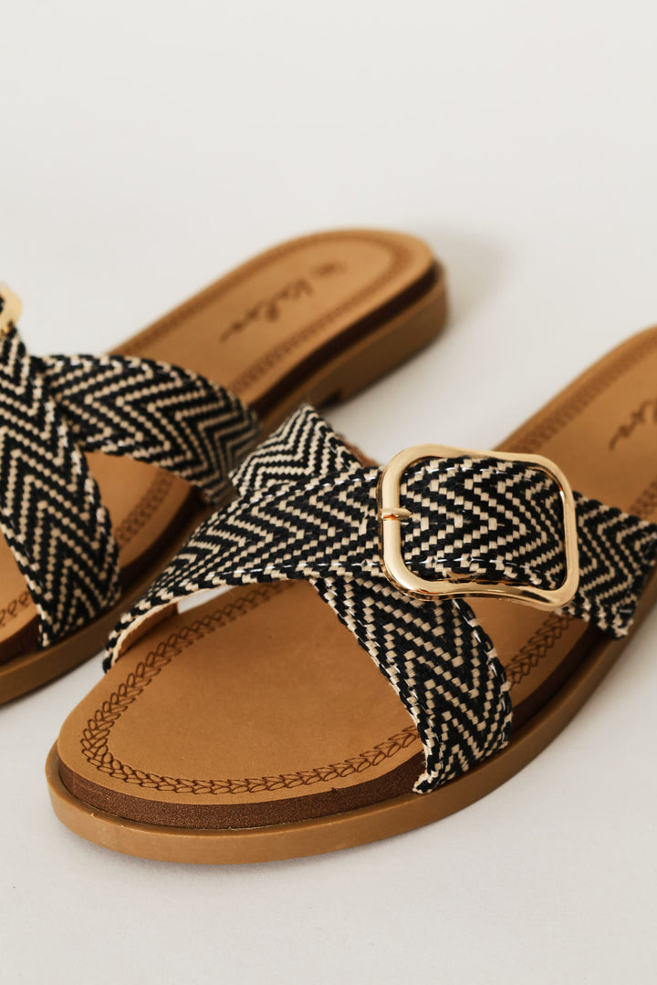 Cross Strap Chevron Mule Sandal - Multi
