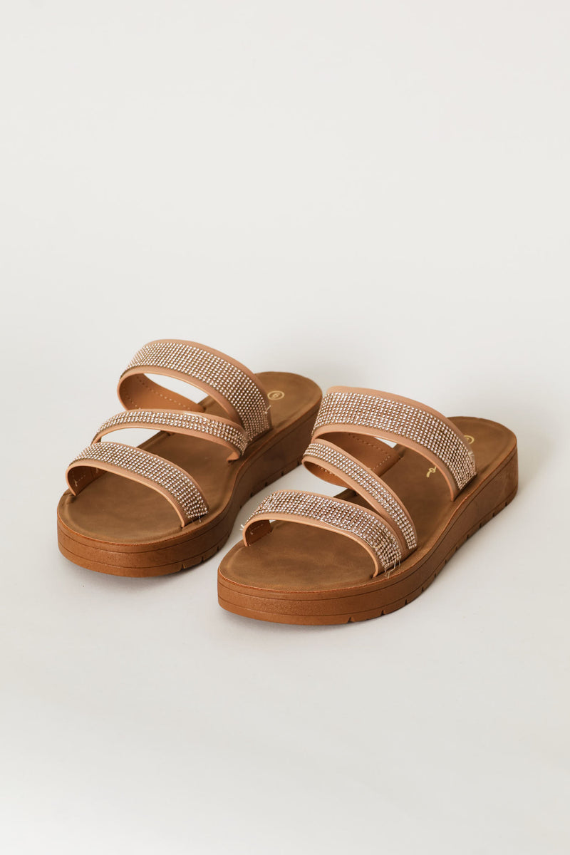 Z Strap Diamante Sandal - Natural