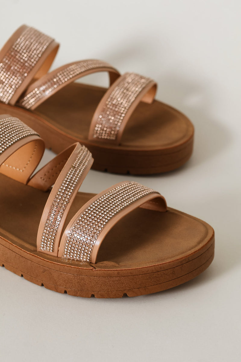 Z Strap Diamante Sandal - Natural