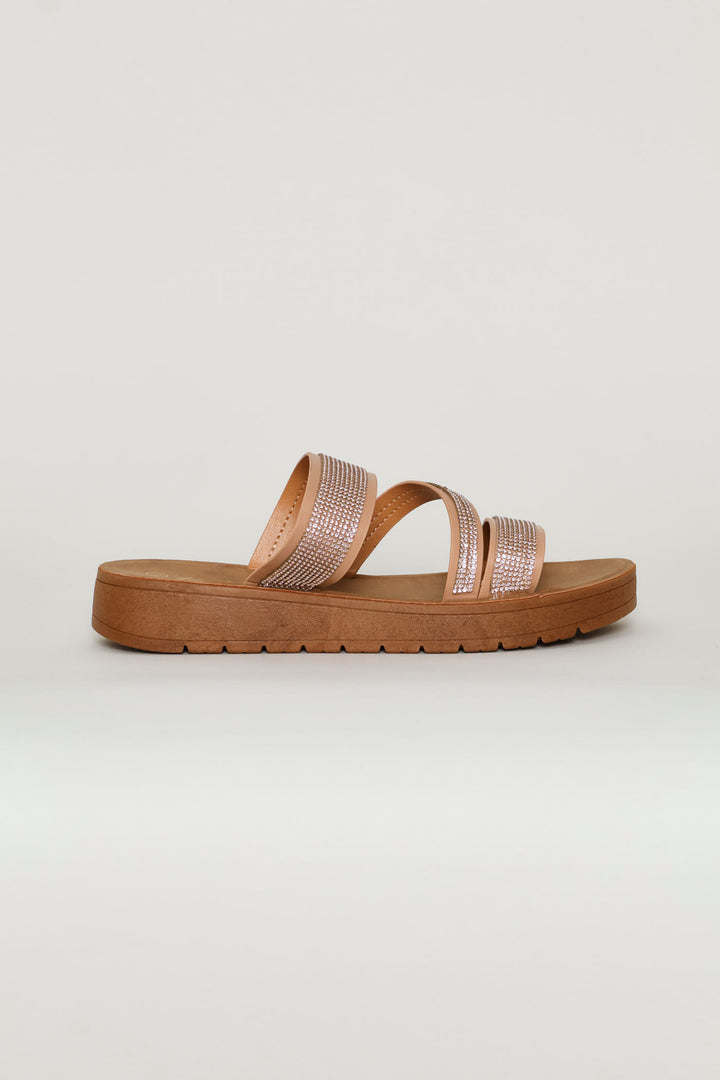 Z Strap Diamante Sandal - Natural