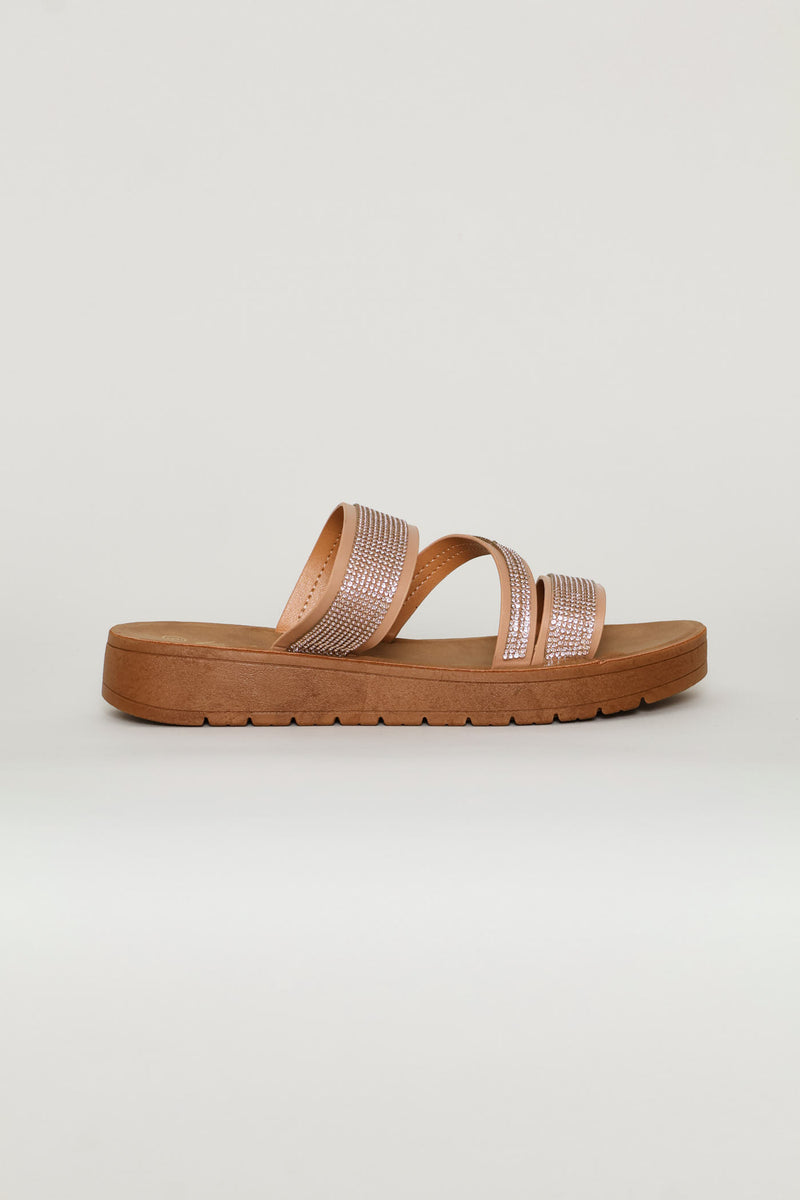 Z Strap Diamante Sandal - Natural