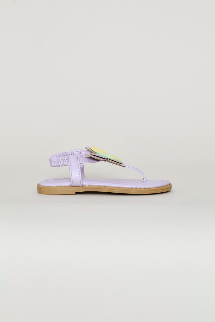 Pre-Girls Butterfly Glitter Thong Sandal - Lilac
