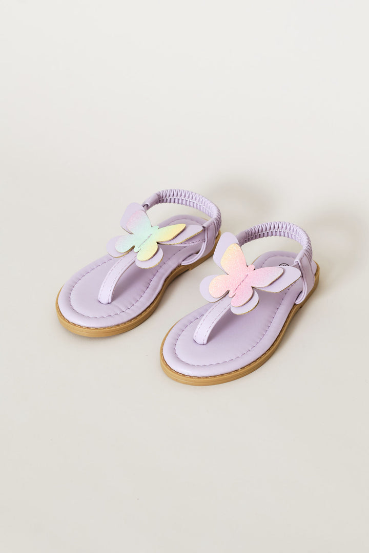 Pre-Girls Butterfly Glitter Thong Sandal - Lilac