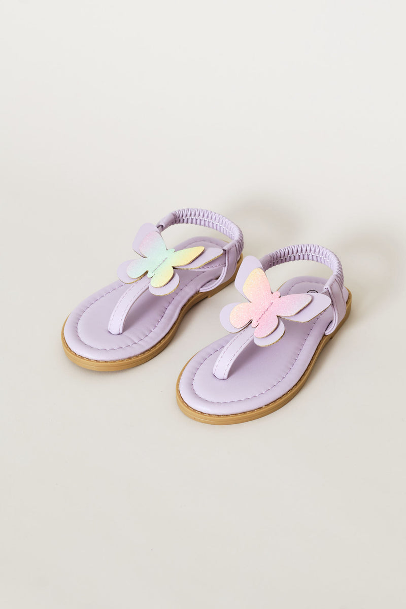Pre-Girls Butterfly Glitter Thong Sandal - Lilac