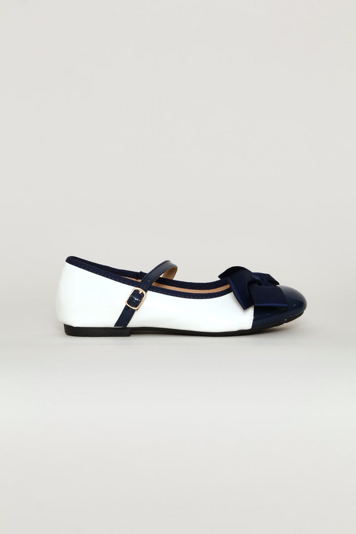 Girls Toe-Cap Pump - Off White