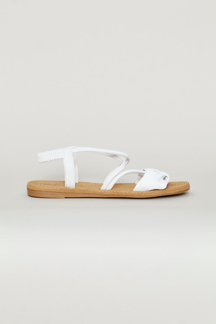Elasticated Bow Slingback Sandal - Off White