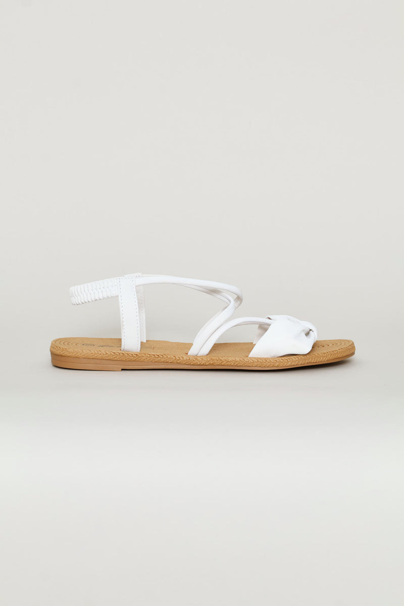 Elasticated Bow Slingback Sandal - Off White