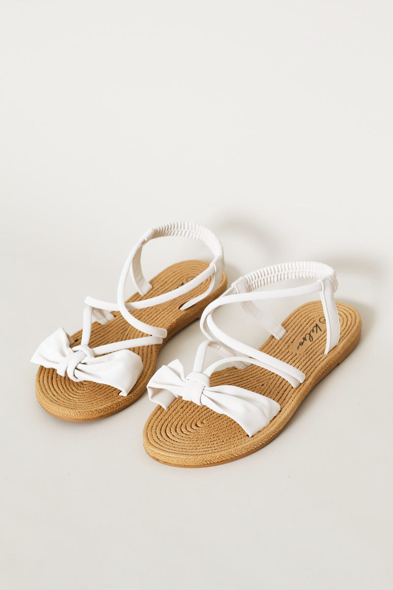 Elasticated Bow Slingback Sandal - Off White