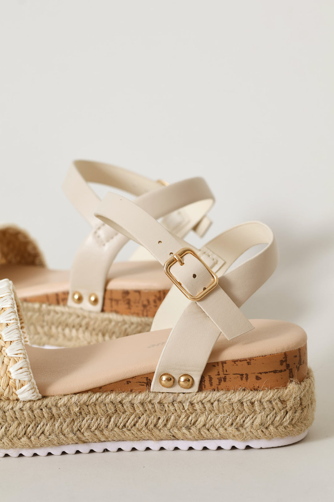 Girls Weave Espadrille Wedge - Stone
