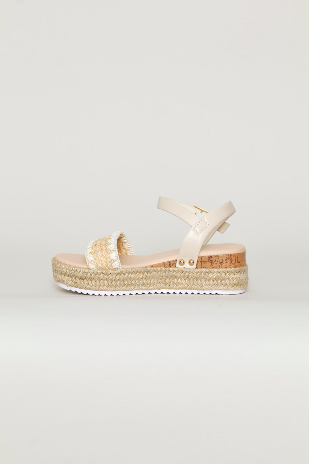 Girls Weave Espadrille Wedge - Stone