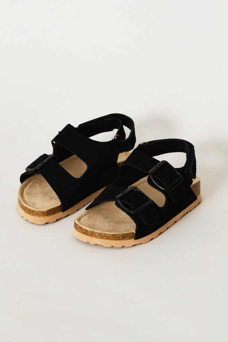 Pre-Boys Double Buckle Health Sandal - Black