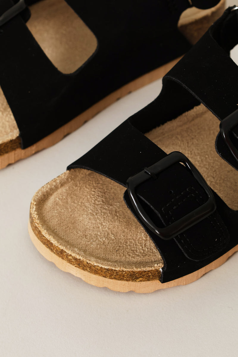 Pre-Boys Double Buckle Health Sandal - Black