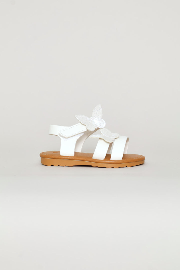 Pre-Girls Butterfly Comfort Sandal - White