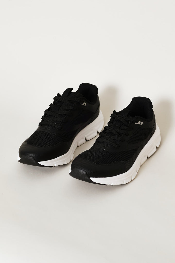 Mesh Lace Up Trainer - Black