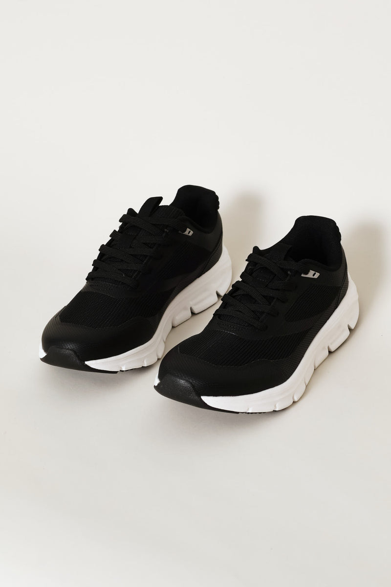 Mesh Lace Up Trainer - Black
