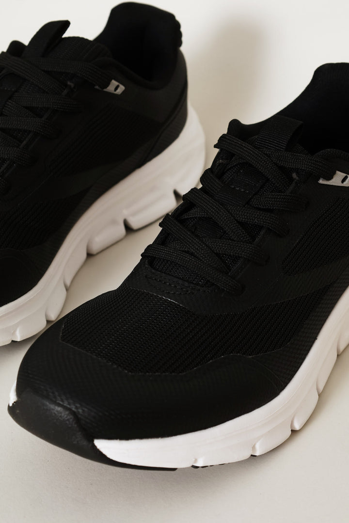 Mesh Lace Up Trainer - Black