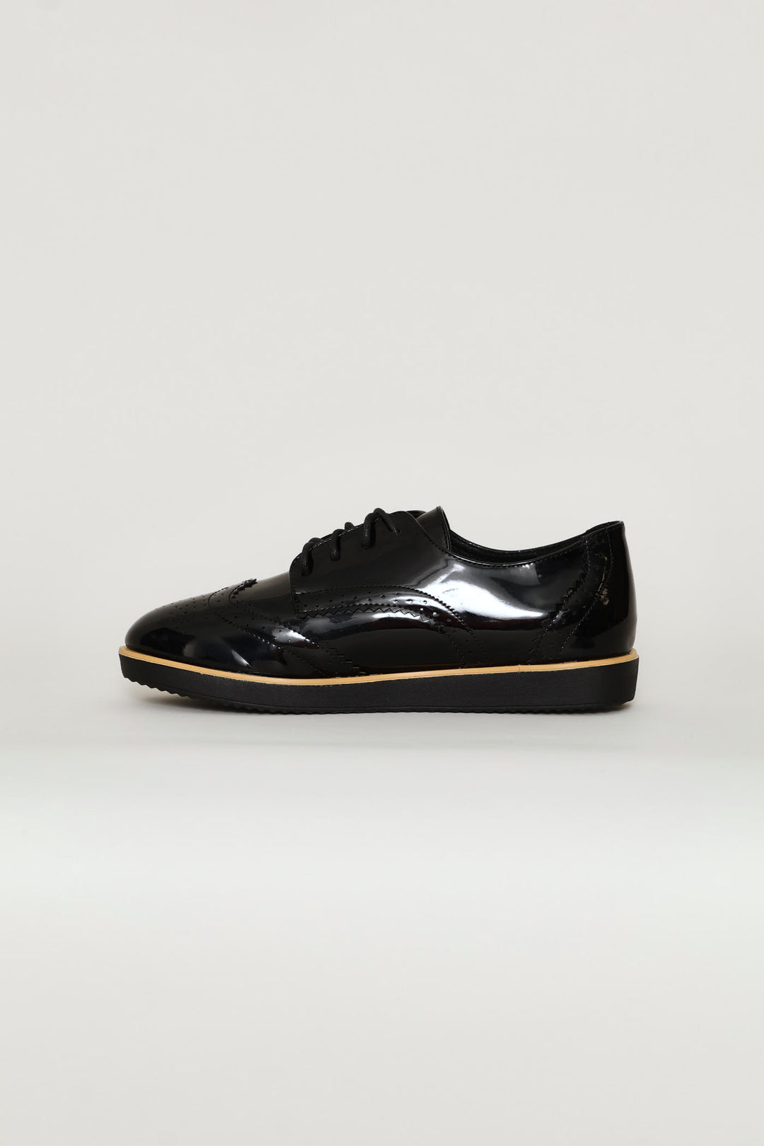 Multi-Fabric Loafer With Punch Hole Detail - Black