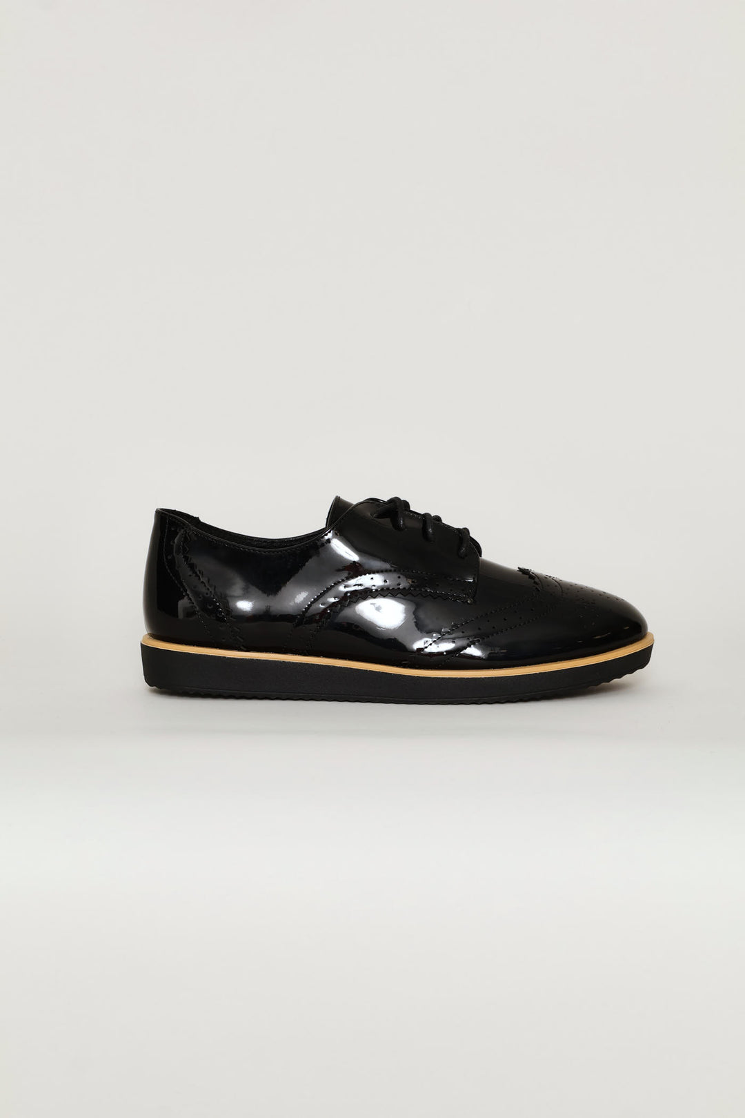Multi-Fabric Loafer With Punch Hole Detail - Black