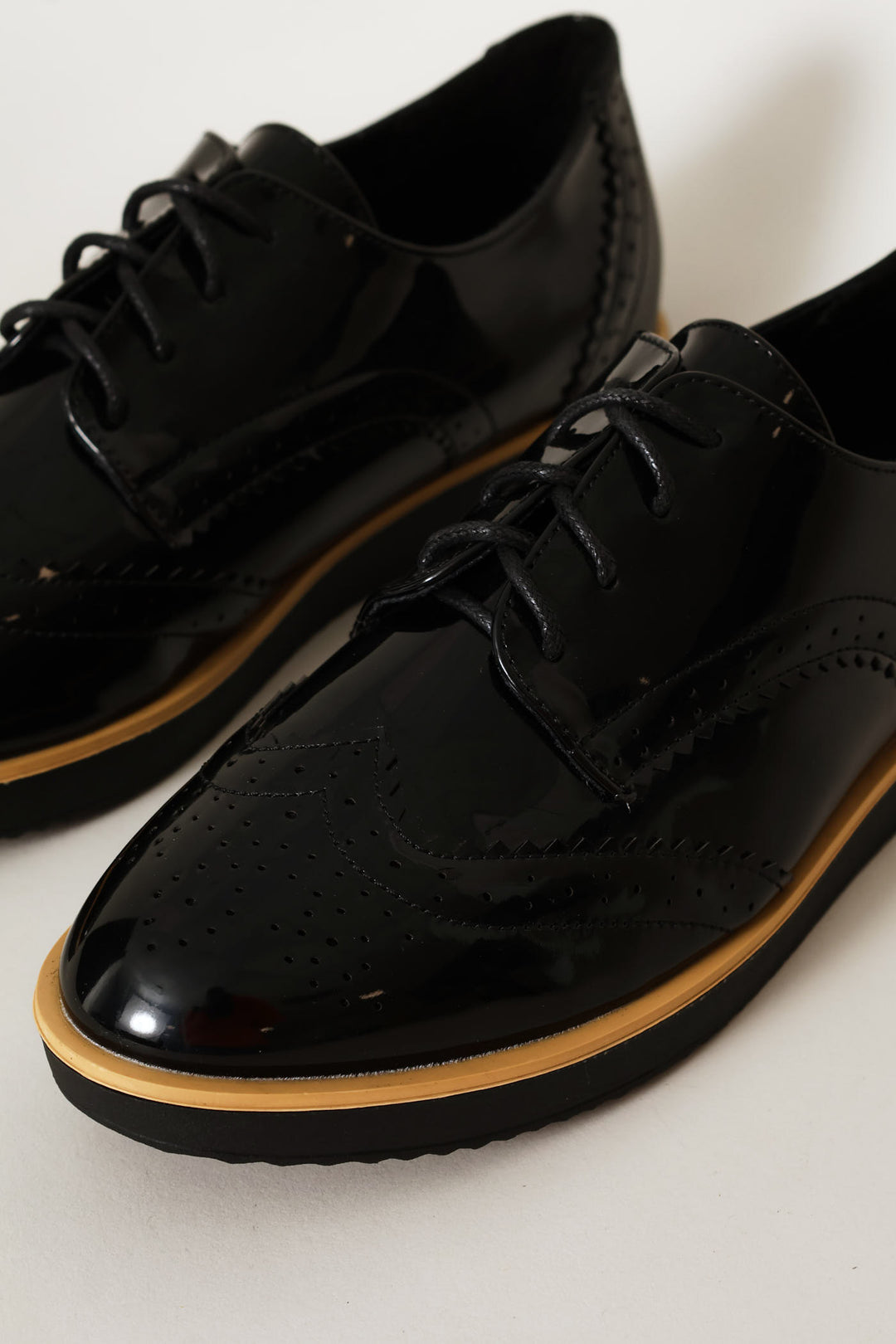 Multi-Fabric Loafer With Punch Hole Detail - Black