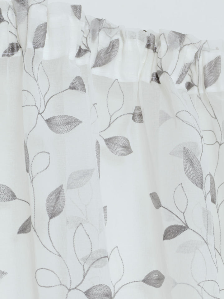Tape Standard Sheer Silhouette Leaf Curtain - White