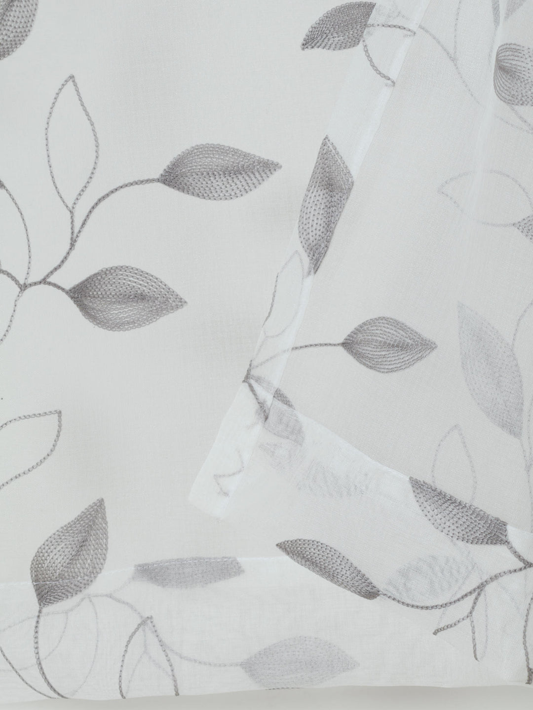 Tape Extra Width & Length Sheer Silhouette Leaf Curtain - White