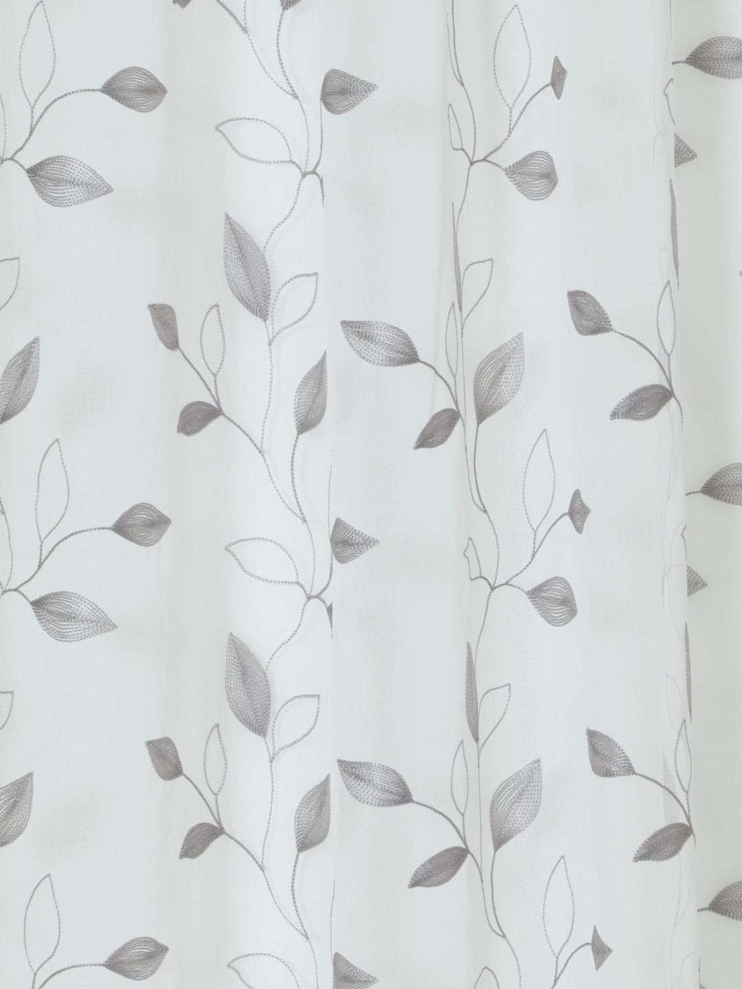 Eyelet Extra Width & Length Sheer Silhouette Leaf Curtain - White