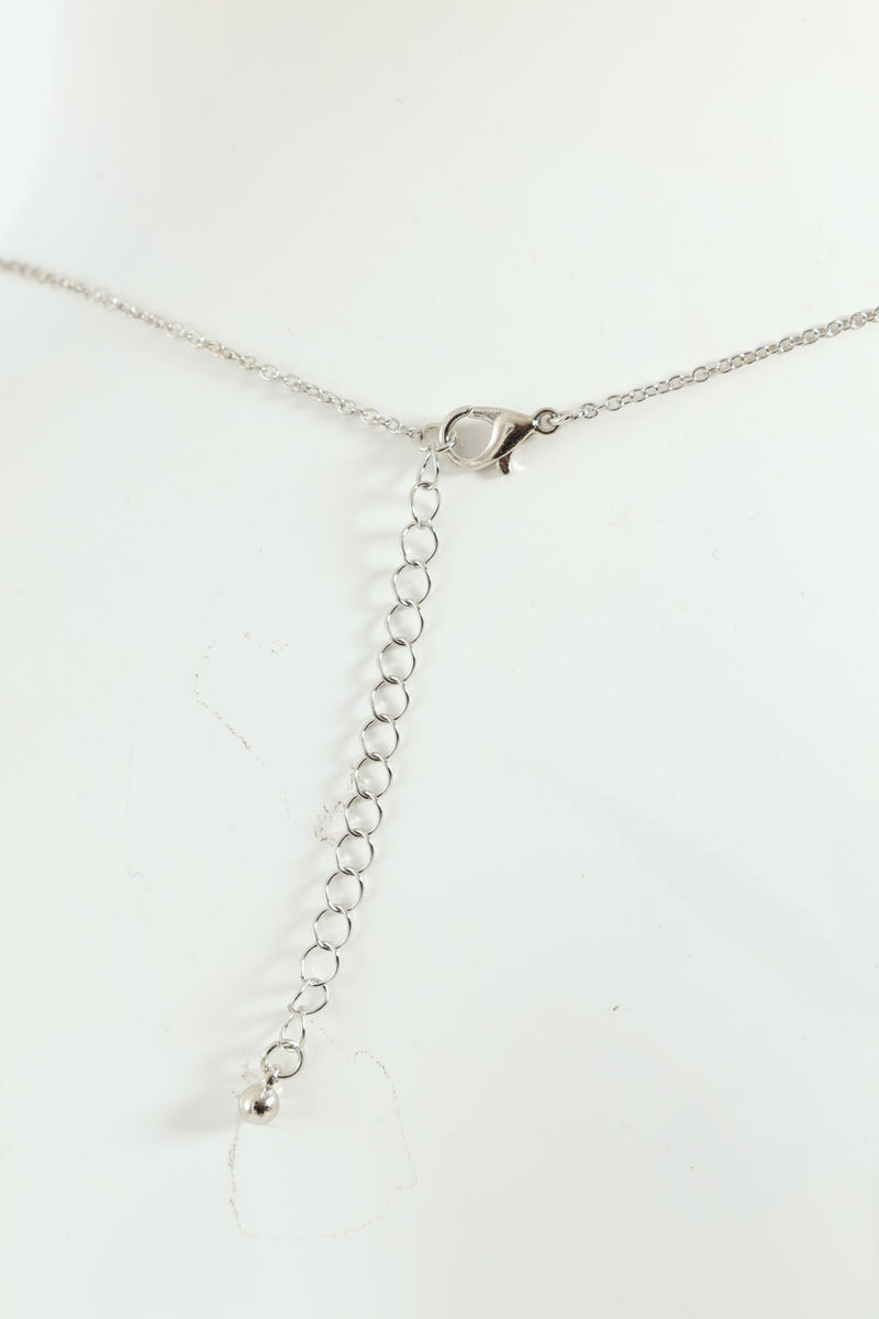 Blue Stone Pear Shape Earring & Necklace Set - Silver