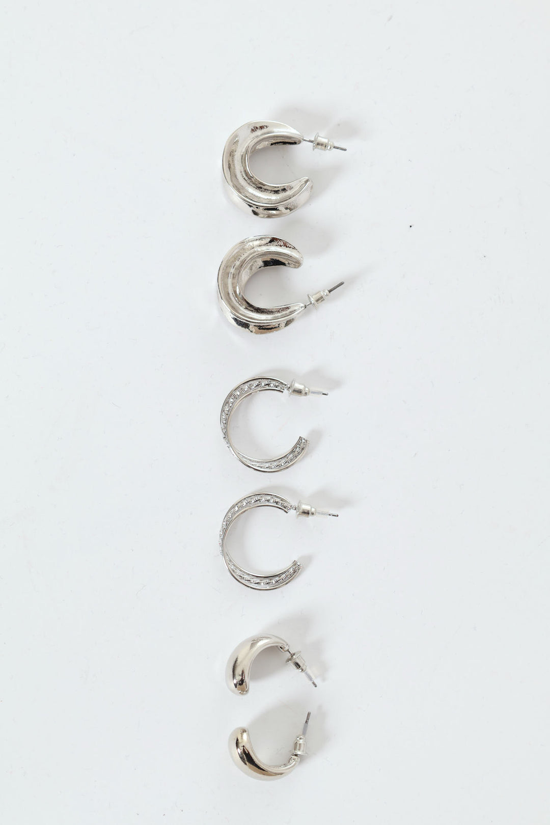 3 Pack Multi Hoop Earrings - Silver