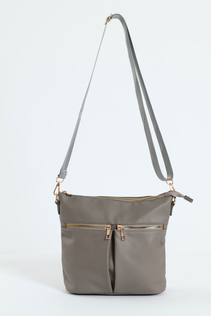 Double Pocket Crossbody Bag - Grey