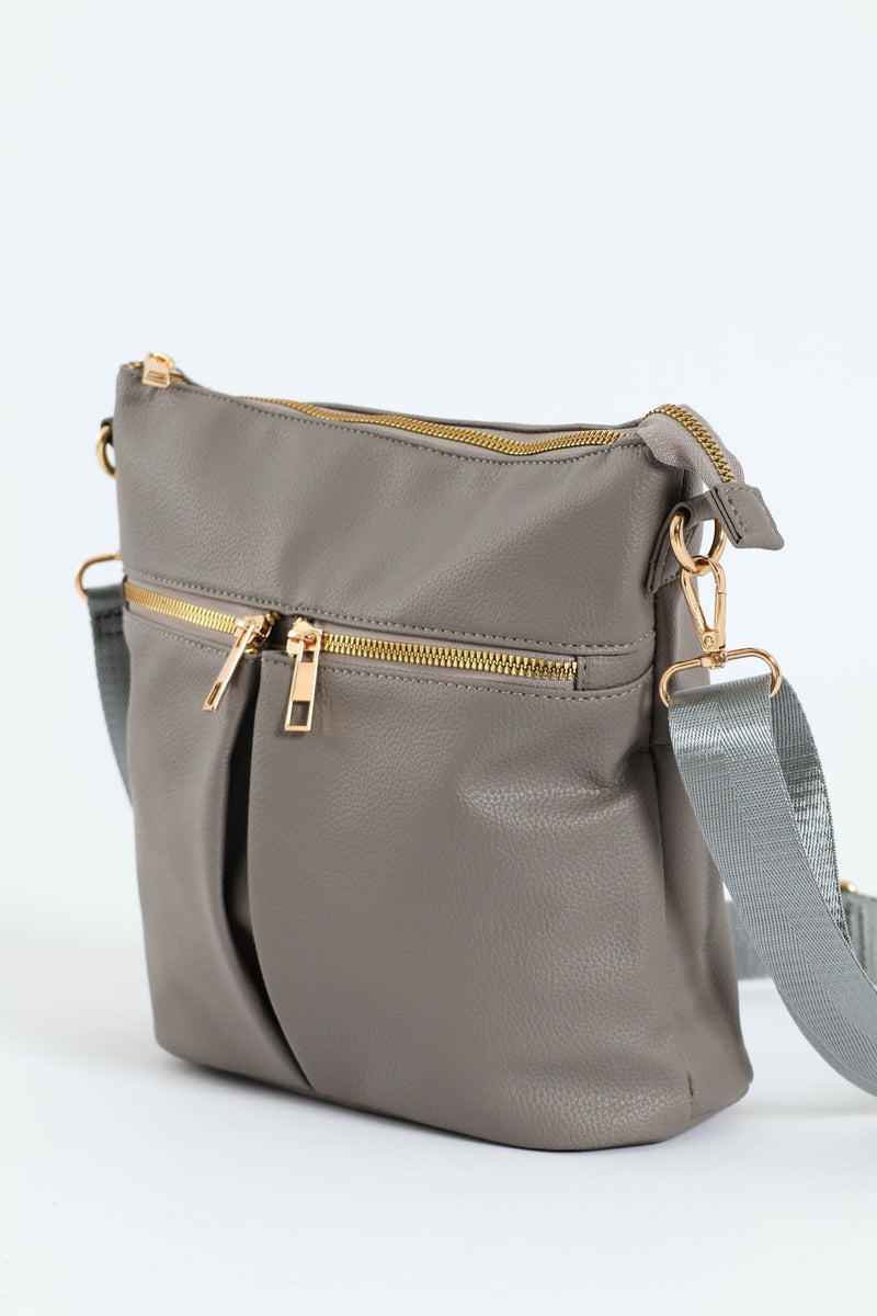 Double Pocket Crossbody Bag - Grey
